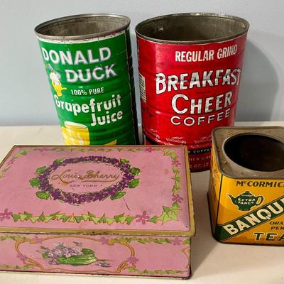 Mixed lot of 4 advertising tins