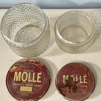 Mixed 7pc lot vintage tins & shaving cream jars