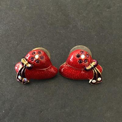 Vintage red hat stud earrings