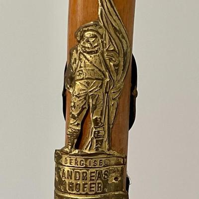 Pair of antique German Alpine walking canes with badges