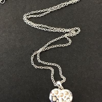 Cute multicolored, crystal rhinestone, silver tone, heart necklace