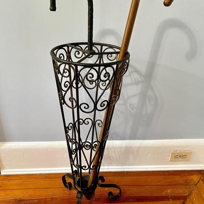 Vintage wrought iron umbrella stand