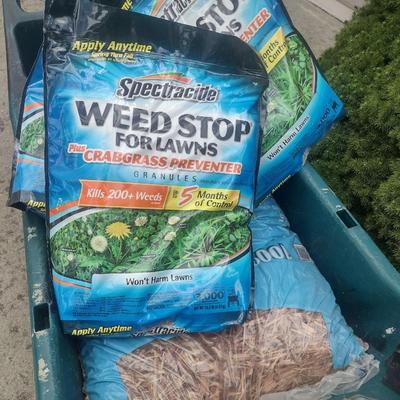 Collection of Grass and Lawn Seed, Weed Control, and Mulch (See all Pictures)