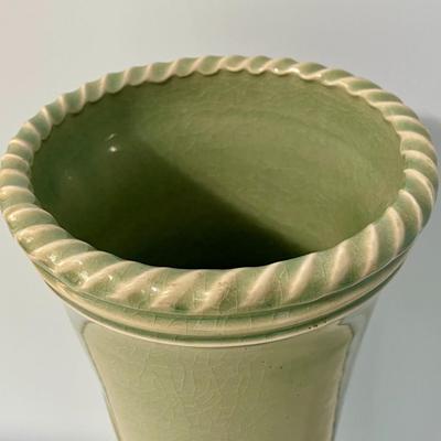 Vintage Jensen Turnage Pottery crane celadon vase