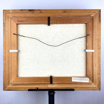Sale Photo Thumbnail #58: Gold bamboo frame, measures: 24" wide x 20" high
Canvas: 20" wide x 16" high
Initialed on lower right hand corner