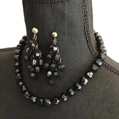 Vintage faux glass necklace and earrings set