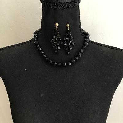 Vintage faux glass necklace and earrings set