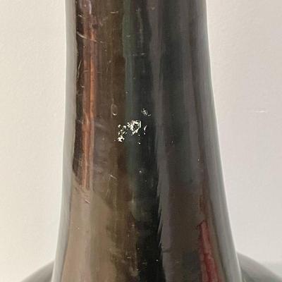 Vintage Lama Oaxaca Mexico black clay vase