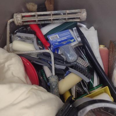 Large Collection of Paint Supplies New and Used with Roll Can
