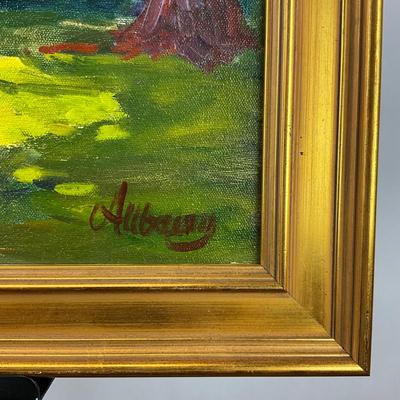 Sale Photo Thumbnail #67: Gold frame, measures: 19.25" high x 23.25" wide
Canvas: 16" high x 20" wide
signed lower right corner