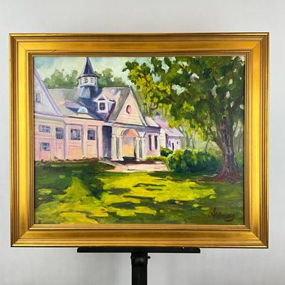 Sale Photo Thumbnail #65: Gold frame, measures: 19.25" high x 23.25" wide
Canvas: 16" high x 20" wide
signed lower right corner