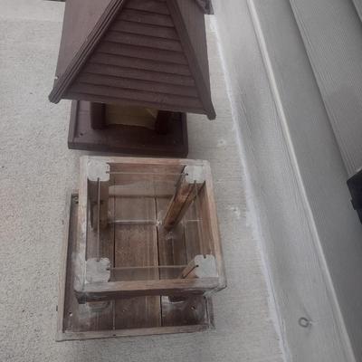 Pair of Wood Fence Post Bird Feeders