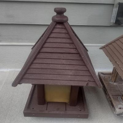 Pair of Wood Fence Post Bird Feeders