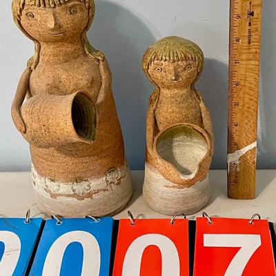 Pair of vintage Solveig Cox pottery "pouring pots"