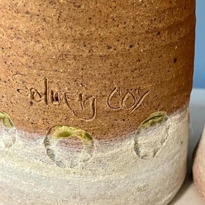 Pair of vintage Solveig Cox pottery "pouring pots"