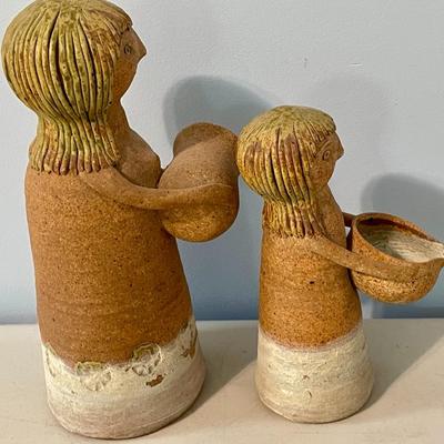 Pair of vintage Solveig Cox pottery "pouring pots"
