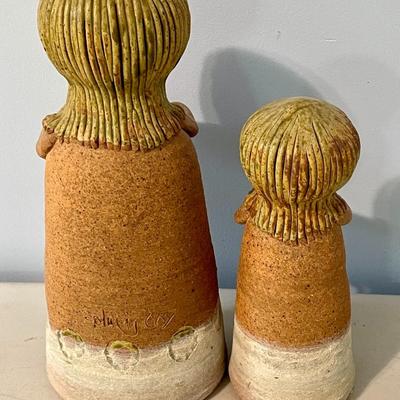 Pair of vintage Solveig Cox pottery "pouring pots"