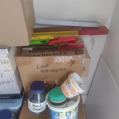 Assortment of Hand Tools, Hardware, Nuts, Bolts, Screws, Nails, and More
