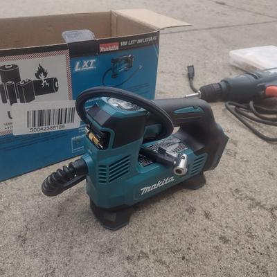 Makita Battery Air Pump and Black & Decker Electric Hand Drill with Drill Bit Kit
