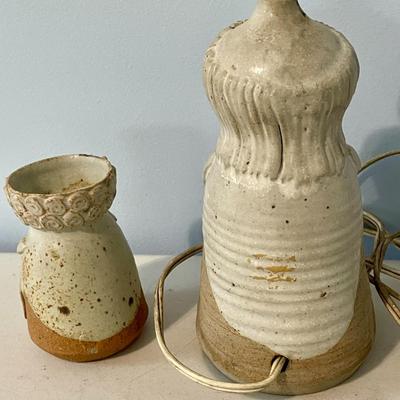 Vintage Solveig Cox pottery girl lamp & vase