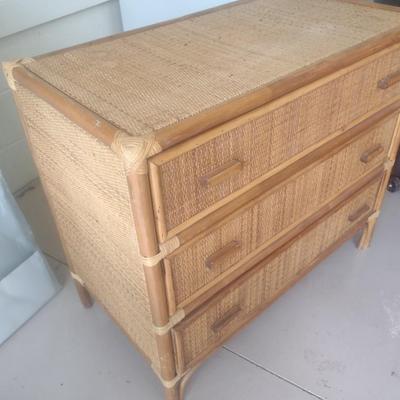Rattan Design Three Drawer Dresser