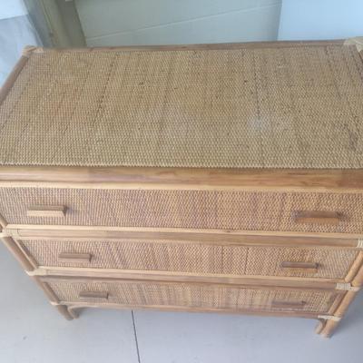 Rattan Design Three Drawer Dresser