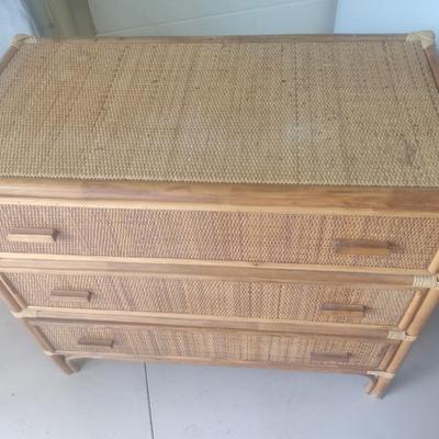 Rattan Design Three Drawer Dresser