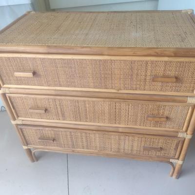 Rattan Design Three Drawer Dresser