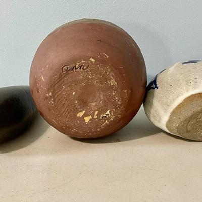 Three vintage Japanese-style bud vases