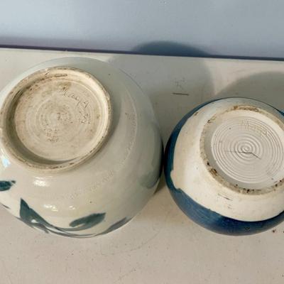 Pair of vintage hand-thrown planter pots by Maija Hay
