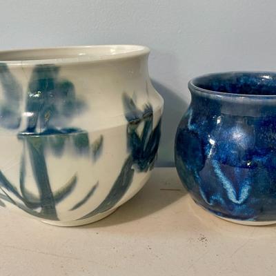 Pair of vintage hand-thrown planter pots by Maija Hay