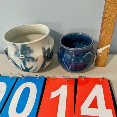 Pair of vintage hand-thrown planter pots by Maija Hay