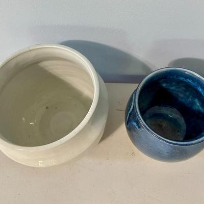 Pair of vintage hand-thrown planter pots by Maija Hay