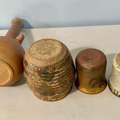 Mixed 4pc vintage hand-thrown pottery vase lot
