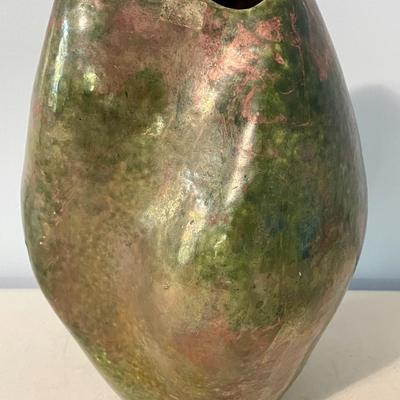 Vintage hand-thrown ripple vase by Carol Mitchell