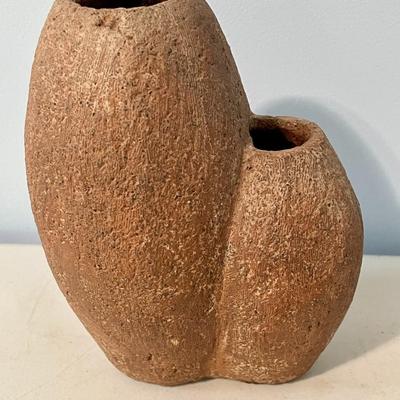 Vintage hand-thrown double vase by Doris Sagendorph