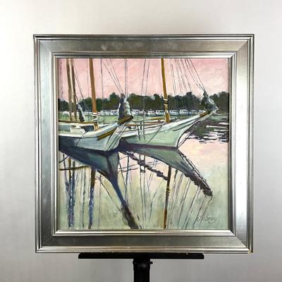 Sale Photo Thumbnail #145: Silver frame, measures: 19.5" square
signed lower right corner
