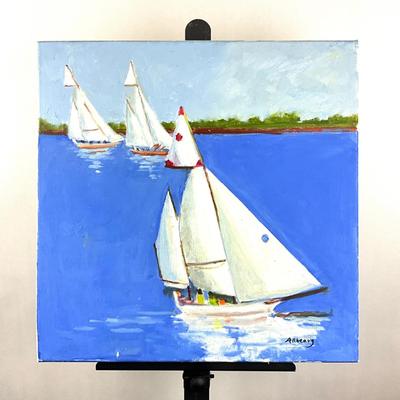 Sale Photo Thumbnail #180: Signed lower right
Measures: 18" square
this painting was featured on the St. Michaels Art League 2018 Banner