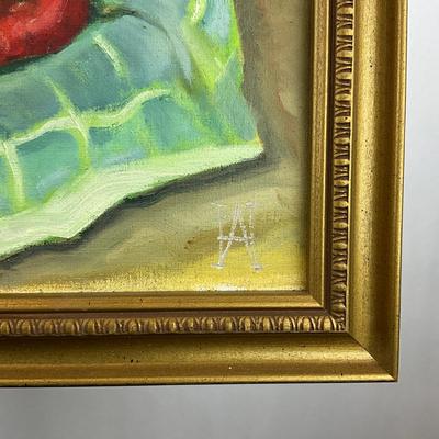 Sale Photo Thumbnail #190: Signed on back
Gold gilt frame
Measures: 18" high x 22" wide