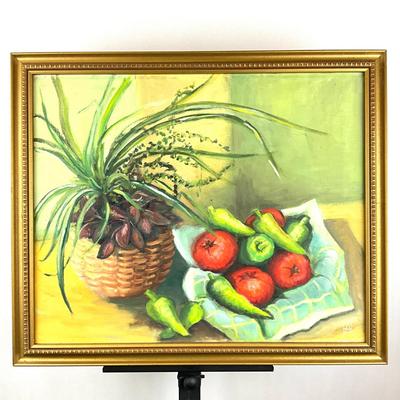 Sale Photo Thumbnail #188: Signed on back
Gold gilt frame
Measures: 18" high x 22" wide