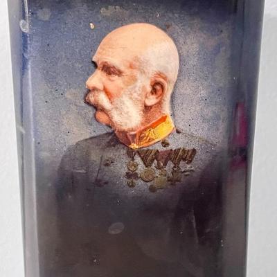 Antique ceramic Austrian Emperor Franz Joseph I portrait vase