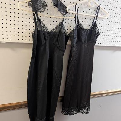 Vintage Black Lace Accent Full Slips Women's