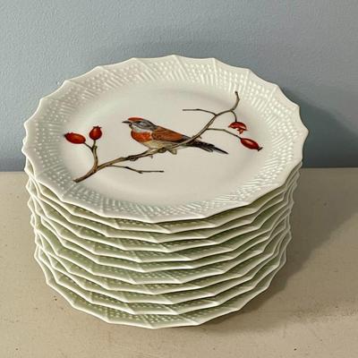 Limoges France 11pc bird dessert plate set