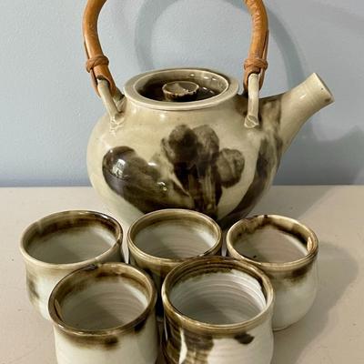 Vintage hand-thrown 6pc Japanese tea set by Maija Hay