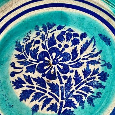 Vintage hand-thrown painted Mexican centerpiece bowl