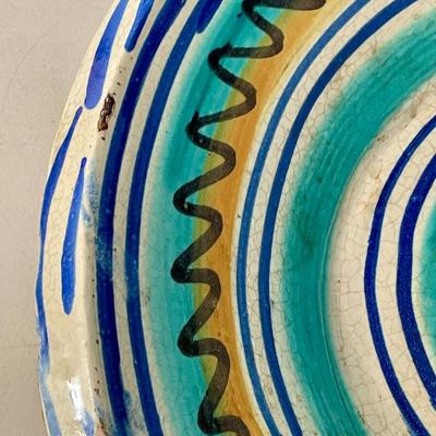 Vintage hand-thrown painted Mexican centerpiece bowl