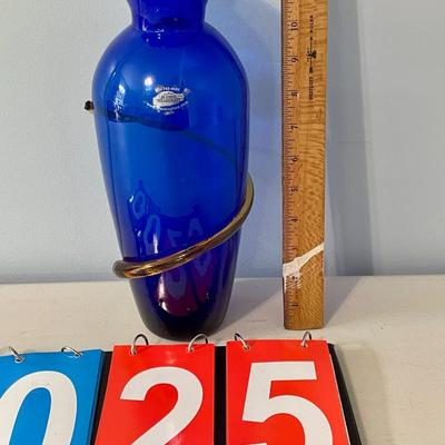 Blenko blue vase