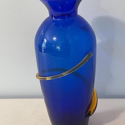 Blenko blue vase