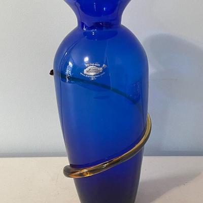 Blenko blue vase