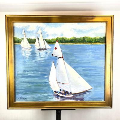 Sale Photo Thumbnail #251: Signed bottom left
Measures: 30.5" high x 34.5" wide- framed